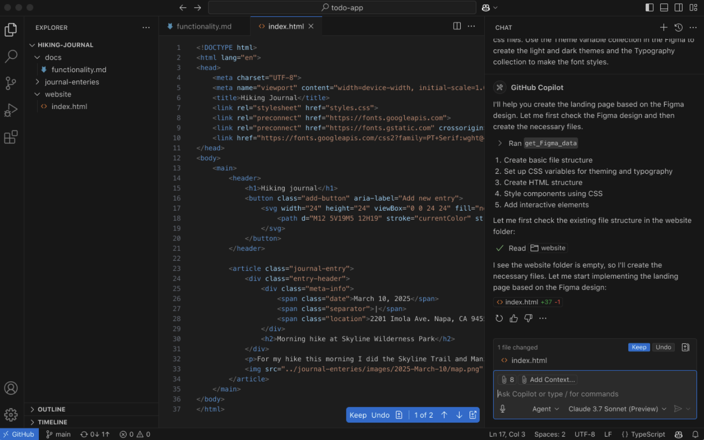 screenshot of Copilot chat